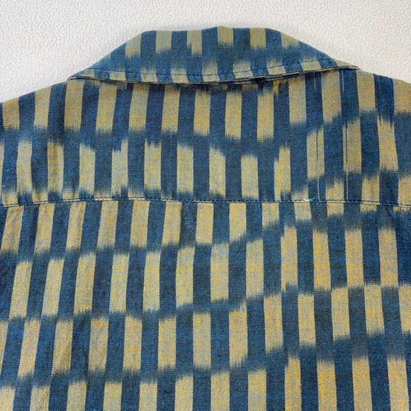 erEvan Shirt Men's L Green Japanese Fabric Geometric Pocket Made In France - Picture 6 of 16